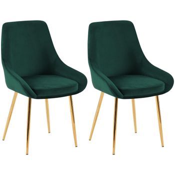 Juego De 2 Sillas De Comedor Elmira Terciopelo Verde 53x50x86 Cm Clp