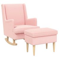 sillon con pouf 2 uds rosa boucle vidaxl