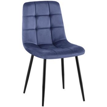 Silla De Comedor Antibes Tapizada En Terciopelo Azul 55x45x84 Cm Clp