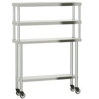 mesa de trabajo para cocina con estante acero inox 110x30x150cm