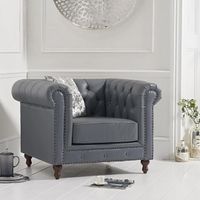 milano chesterfield grey leather armchair