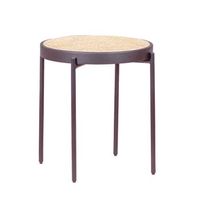mesa auxiliar retro con detalles en ratan natural 50x50x52cm - negro