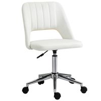vinsetto silla de escritorio con altura ajustable ruedas giratorias 360 forma de concha espuma 49 x 60 x 79-91 cm crema