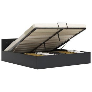 Cama Canapé Hidráulica Cuero Sintético Negro 180x200 Cm Vidaxl