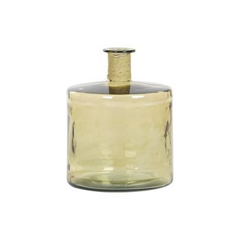 Jarron Cristal Reciclado Cuerda 35x35x45 Ambar