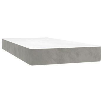 Colchón Individual | Colchón De Cama | Colchón De Muelles Ensacados Terciopelo Gris Claro 90x190x20 Cm