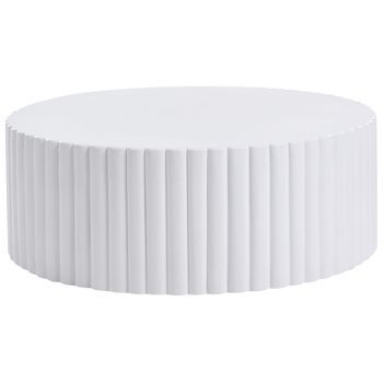 Mesa De Centro Decorativa Tablero Redondo De Fibra De Vidrio Y Mgo Resistente A Los Rayos Uv A Las Manchas Al Óxido Al Agua Y Al Viento Moderna Blanco Ø 117 Cm Pozza