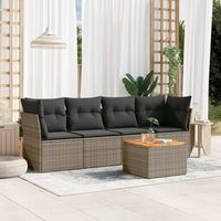 conjunto de sofas jardin con cojines 5 uds  mueble jardin mesa y sillas ratan sintetico gris cfw208347