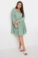 yours vestido corto verde de flores mujer curvy y tallas grandes yours