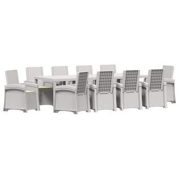 Conjunto De Comedor De Jardín 11 Uds. Blanco Y Crema Pp Vidaxl
