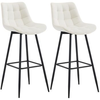 Set De 2 Taburetes De Bar Dartford Terciopelo Crema 52x47x106 Cm Clp
