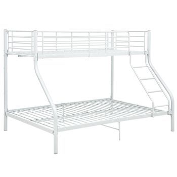 Cama Individual | Cama Para Adultos | Estructura De Litera De Metal Blanco 140x200 Cm/90x200 Cm