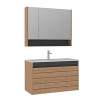 conjunto de mueble con lavabo y espejo 2 piezas  -  cm - roble