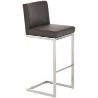 taburete de bar paros con tapizado de cuero sintetico simil cuero marron 48x42x104 cm clp