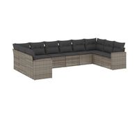 vidaxl set de sofas de jardin 10 pzas con cojines ratan sintetico gris
