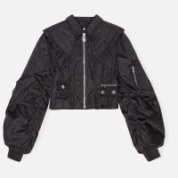 ganni duchesse satin fitted jacket - eu 34uk 6