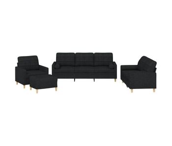 Vidaxl juego de sofás con cojines 4 piezas tela negro