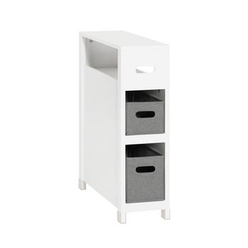 Armario auxiliar de baño con 1 estante 2 cestos mdf blanco