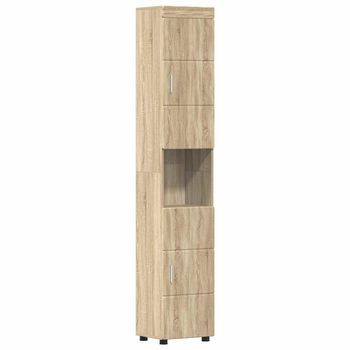 Juego De Muebles De Baño Tulum Roble Sonoma 37 X 31,5 X 203 Cm Vidaxl