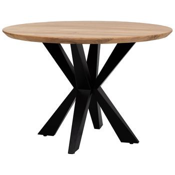 Mesa De Comedor Redonda De Madera De Acacia Acabado Color  D100x76