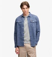 superdry para hombre m4011186a camisa herringbone workwear azul m casual algodon manga larga