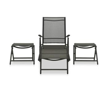 Set de muebles de jardín 3 piezas textilene aluminio negro
