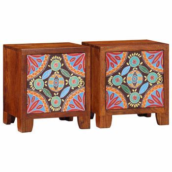 Mesita De Noche 2 Uds 40x30x45 Cm Madera Maciza De Acacia Vidaxl