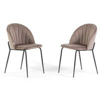 set de 2 sillas tapizadas en terciopelo tortola con patas de metal gris oscuro- sonia