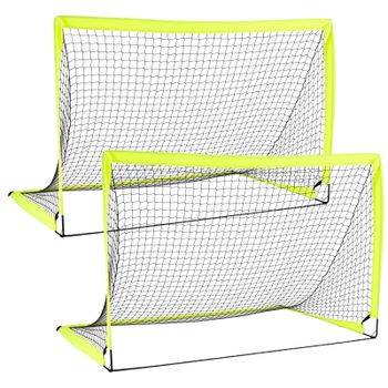 Costway Portería de Fútbol Infantil Tamaño Grande Pop up 2 Unidades con Postes Fibra Vidrio Montaje Rápido Portátil para Jardín Parque Verde