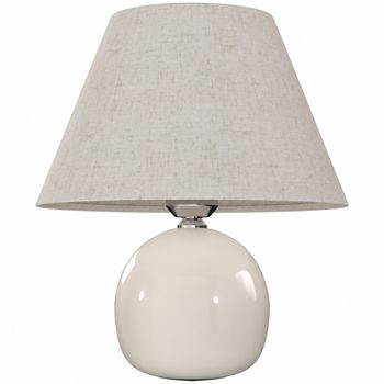 HOMCOM Lámpara de Mesa Vintage Lámpara de Mesita de Noche con Base de Cerámica Pantalla de Lino Interruptor Basculante Crema