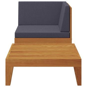 Muebles De Jardín 2 Uds | Mesa Y Sillas Con Cojines Madera Maciza De Acacia
