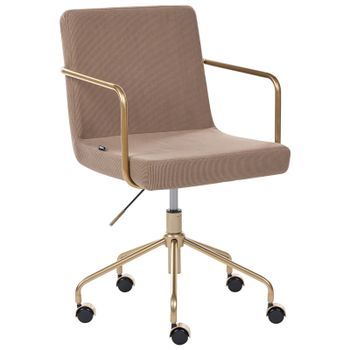 Silla De Oficina Funcional Tapizado De Pana Altura Ajustable Base Giratoria Marrón Claro Trinity