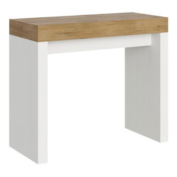 Consola Extensible 90x40/300 Cm Roxell Mix Tapa Roble Natural - Patas Fresno Blanco