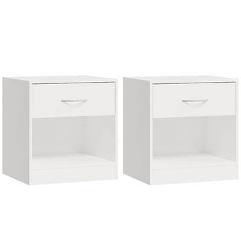 Mesitas De Noche 2 Unidades Con Cajón Blanco Con Brillo Vidaxl