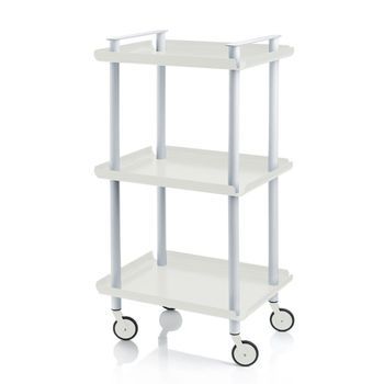 Carrito Auxiliar Leky, Armazón Gris, 3 Estantes. Multifuncional, Práctico Y Decorativo,acero,rojo