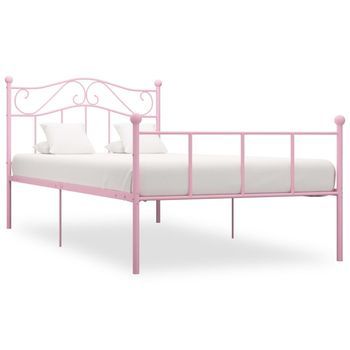 Estructura De Cama Sin Colchón Metal Rosa 100x200 Cm Vidaxl