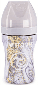 Twistshake Biberón Anticólico Acero Marble Grey 260 ml