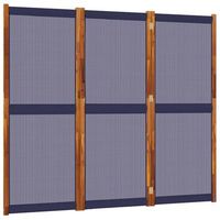biombo separador de ambientes 3 paneles 210 x 180 cm azul textileno y madera dec030761