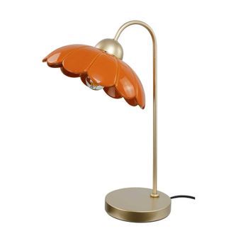 Lámpara de mesa de cerámica y metal naranja