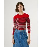 pepe jeans para mujer pl7000008 jersey clarissa rojo xs casual viscosa manga larga