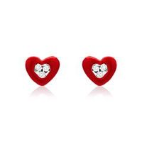 pendientes corazones rojos de plata 925 con circonita