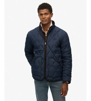Superdry para hombre. M5012272A Chaqueta acolchada Quilted Estate Liner azul marino (XL), Casual, Poliéster Reciclado