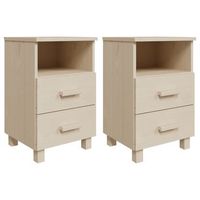 pack 2 uds mesitas noche  mesa auxiliar  mesilla hamar pino macizo marron miel 40x35x62 cm