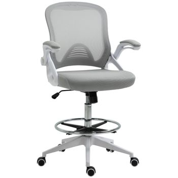 Vinsetto Silla de oficina silla de escritorio asiento alto ajustable reposapiés abatible reposabrazos giratorio 360° malla transpirable   Aosom España