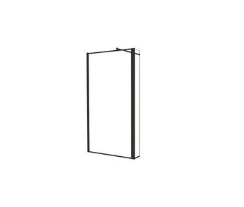 Mampara de ducha fija borde de serigrafía negra 2hojas vidrio 8mm antical con barra negra 70-120cm tamaño[(83.9-85.9)+40]x200cm