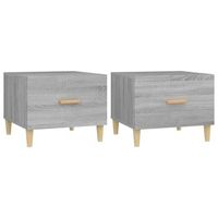 juego de 2 mesas de centro con cajon 50 x 50 x 40 cm madera de ingenieria gris dec040436