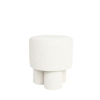 Taburete redondo de tela bouclé ø40cm - blanco