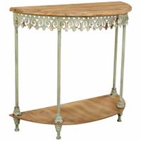recibidor de hierro y madera blanco envejecido 55x405x84h cm