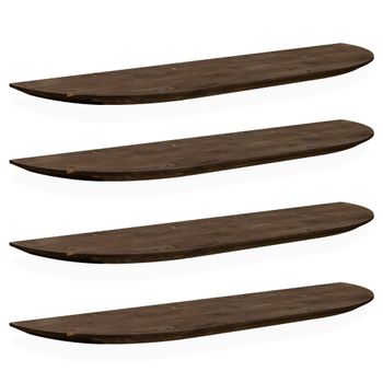 Pack 4 estanterías redondeadas de madera flotantes nogal 120x3,2cm