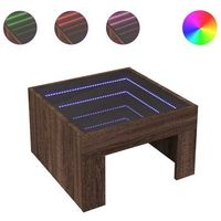 mesa de centro con infinity led marron roble 50x50x30 cm vidaxl